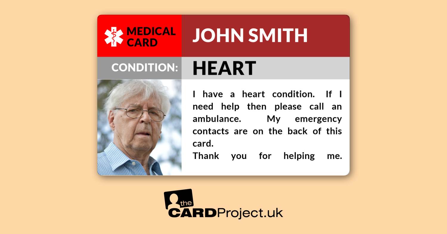 Heart Condition Awareness Photo Medical Card 